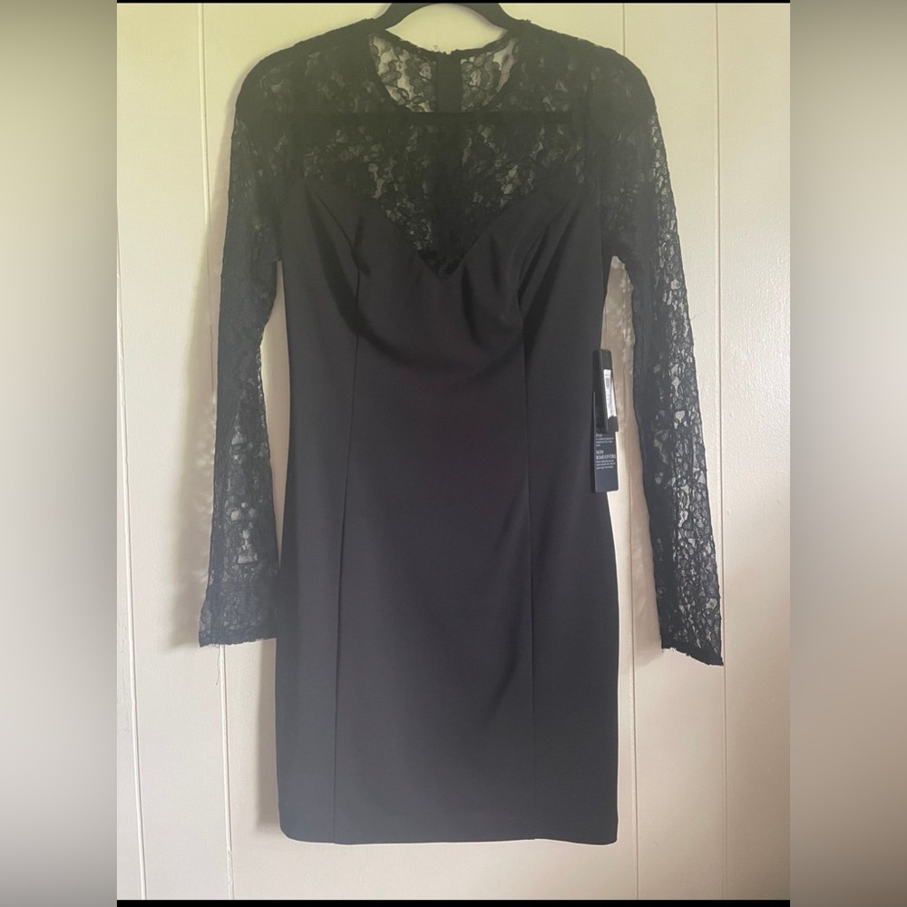 🔥🔥5/$25! GUESS Lace Yoke Body Con Mini Dress Y2K Whimsy Goth - Picture 1 of 7